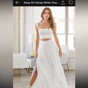 Lulu’s white two piece set bridal skirt